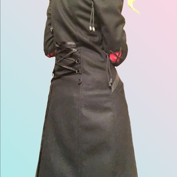 HEAVY RED “Stitched” Duster Button-up Coat Sz Sm - Picture 4 of 7